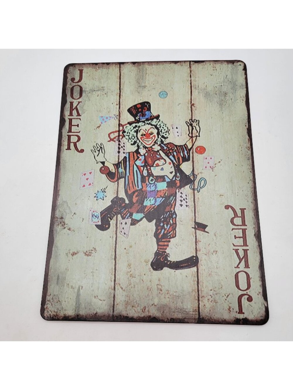 Vintage Joker Card Metal Wall Sign - Clown